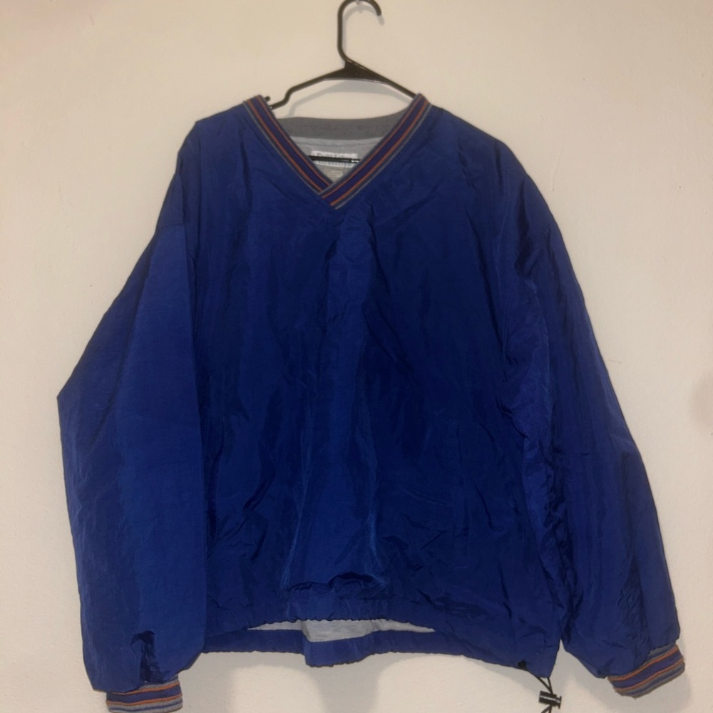 Blue V-Neck Windbreaker Jacket